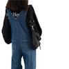 Macacão Jeans Moda Outono 2026 Versátil Estudante Solto Plus Size Calça Wide Leg com Bolsos Macacão Feminino