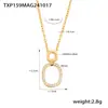 Rueda de la fortuna europea y americana pequeño diamante espejo incrustado circón doble anillo pequeño redondo acero inoxidable sentido del diseño collar pulsera traje para mujer en stock