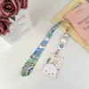 Cordão retrátil de desenho animado com fivela de puxar fácil, conjunto de cartões no atacado, corda longa para pescoço, crachá ajustável Sanrio cabeça grande