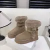 Botas de Nieve de Cuero con Suela Gruesa Antideslizantes Forradas de Piel para Mujer con Felpa Extra Cálida de Invierno Nuevos Zapatos de Algodón Botines