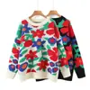 Nuevo Suéter de Punto Floral Estilo Ins Holgado Europeo y Americano Otoño e Invierno 2026 Suéter de Manga Larga a la Moda Estilo Perezoso para Mujer