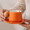Estilo Nórdico Design de Nicho Doméstico Caneca de Café Azul Klein Conjunto de Xícara e Pires de Cerâmica Caneca de Chá Caneca
