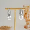 Pendientes de Perla y Circonita de Diseño Exclusivo, Exquisitos y de Moda, Pendientes Personalizados Estilo Coreano, Pendientes de Uso Dual de una Pieza para Pendientes de Commuter para Mujer