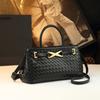 Bolsa de Mão Feminina de Couro Genuíno Estilo 2026, Grande Capacidade, Sensação de Alto Padrão, Bolsa de Ombro Único Transversal, Bolsa Tote Tecida Vintage para o Dia a Dia