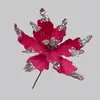 Decoraciones Navideñas Flores Navideñas Simuladas Arreglo Floral de Tela Adornos Decorativos Flores Navideñas de Terciopelo con Lentejuelas