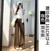 Calça Wide Leg Off-White Cor de Leite para Mulheres, Novidade Outono/Inverno 2025 Cintura Alta Petite Perna Reta Casual Forrada com Fleece