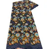 Tecido Bordado Floral de Largura Total com Strass, Tecido para Vestido Étnico Ganês, Dentelle Broderie