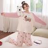 Pijama com Bojo para Mulheres na Primavera e Outono Algodão Penteado Manga Longa Desenho Animado Fofo Dormitório Celebridades da Internet Pode Ser Usado Fora Roupas de Casa para Meninas