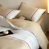 Conjunto de Cama Simples de Algodão Bordado com Pesponto Contrastante Classe A de Três ou Quatro Peças Estilo Britânico Lençol Capa de Edredom Cobre-leito 1.8