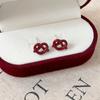 Pendientes de Corazón Esmaltado Rojo Nudo para Mujer, Nuevo Estilo Exquisito y Sencillo, Pendientes de Diseño Único