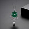 Colar de jade estilo chinês Jinse elegante étnico verde calcedônia pingente colar feminino conjunto de cobre zircão colar feminino