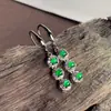 Brincos de Jade Natural Grau A Tipo Gelo Verde Imperial Banhados a Ouro K Cabochão Verde Brilhante Inlaid