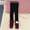 Leggings Novos para Meninas com Forro de Fleece para Outono e Inverno, Roupa Externa, Meias-Calças de Fleece Grossas Inteiriças com Desenhos Animados, Calças Longas Quentes Infantis de Retalhos