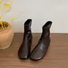 Botas de media pantorrilla otoño e invierno botas de moda punta redonda nuevo estilo botas Martin 2026 para falda adelgazantes combinables versátiles a la moda estilo coreano mujer