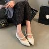 Zapatos Mary Jane de Estilo Francés Zapatos de Mujer Primavera y Verano 2025 Nuevo Perla de un Carácter Puntiagudos Vestido Zapatos de Boca Baja
