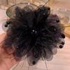 Nuevo clip de flor de pluma de peonía de aspecto lujoso, moda de lujo ligero, clip de tiburón, clip, horquilla de estilo occidental, grado superior