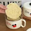 Tazón de Acero Inoxidable para Fideos Instantáneos con un Diseño Elegante, Tapa y Asa, Adecuado para el Trabajo, Dormitorio y Estudiantes, Tazón de Almuerzo de Gran Capacidad