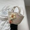 Bolsos de Nuevo Estilo para Mujer, Bolsos de Mano de Verano, Bolsos Tote Tejidos, Bolsos de Mano de Cuerda de Algodón para Viaje y Playa, Venta al por Mayor Transfronteriza de Tejido de Paja