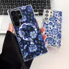 Diseño Floral Azul de Pantalla Completa Transfronterizo Adecuado para Samsung S23 Ultra Funda Protectora Transparente Magsafe Funda Premium para Teléfono