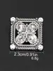 Botões de Metal Flor de Cristal Quadrados Vazados de Luxo Leve, Botões Decorativos para Suéter e Casaco de Alta Classe Costurados à Mão, Botões de Diamante de Alta Classe