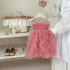 Vestido de Malla con Tirantes para Niñas Falda de Princesa Falda Abullonada Verano Nuevo Rosa Verde Ropa Infantil Falda Infantil