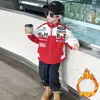 Chaqueta de invierno para niño estilo moto con etiqueta, forro polar, estilo coreano, elegante y gruesa, para niños, exportación transfronteriza