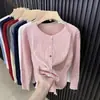 Cardigã de tricô torcido, gola redonda, de abotoar, cor sólida, inspirado na Chanel, para mulheres, novo estilo outono/inverno, com um look sofisticado e casual, peça de sobreposição versátil