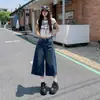 Jeans retro cropped estilo americano para mujer, colección de verano 2026, de cintura alta, adelgazantes, versátiles, de pierna recta, corte holgado, pantalones de pierna ancha de longitud media