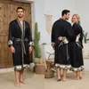 Traje de Bata de Satén y Shorts Estilo Barroco Europeo y Americano Transfronterizo Pijama Ropa de Casa para Hombre 3403+3397