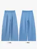 Pantalones de chándal azules plisados de pierna ancha para mujer, nuevo estilo otoño 2026, de cintura alta, holgados, adelgazantes, con caída, pantalones de chándal casuales de pierna recta