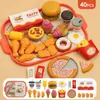Brinquedos infantis casa de brincar cozinha simulação fast food pizza barril de família hambúrguer cozinhando batatas fritas frango frito ovo tarte refeição completa