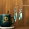Pendientes de Plumas Exquisitos Únicos para Mujer Margarita Nuevo Pluma Fina Pendientes Hechos a Mano Estilo Vacaciones Joyería de Oreja de Yunnan Venta al por Mayor