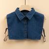 Cuello falso para mujer, combina con todo, cuello de camisa vaquera retro, algodón decorativo, otoño e invierno, cuello puntiagudo de mezclilla, suéter a juego, cuello de suéter