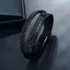 AliExpress Amazon Mais Vendido Europeu e Americano Criativo Preto Aço Inoxidável Pulseira de Couro Masculina Camada Dupla Joias Estudantis