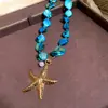 Colar Pulseira Anel de Estrela do Mar Concha Irregular Pérola Estilo Férias na Praia Litoral Corrente de Clavícula Luxo Leve Sensação de Alto Nível
