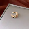 Pendientes de Clip Redondos de Doble Capa de Circonita de Colores para Mujeres Sin Perforaciones, Brazaletes de Oreja de Diseño Único de Nicho, Pendientes de Lujo Ligero de Gama Alta