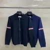 Ventas Directas de Fábrica Tb Nuevo Estilo Otoño e Invierno Chaqueta con Solapa de Doble Manga y Cremallera de Correa para Hombres y Mujeres, Chaqueta Casual y Cómoda