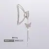 Pinza para el pelo de estilo coreano antigua con mariposa, pedrería y borla, pinza para el pelo de agarre, menos metal, temperamento, tamaño mediano, pinza para el pelo de la parte trasera de la cabeza para mujer