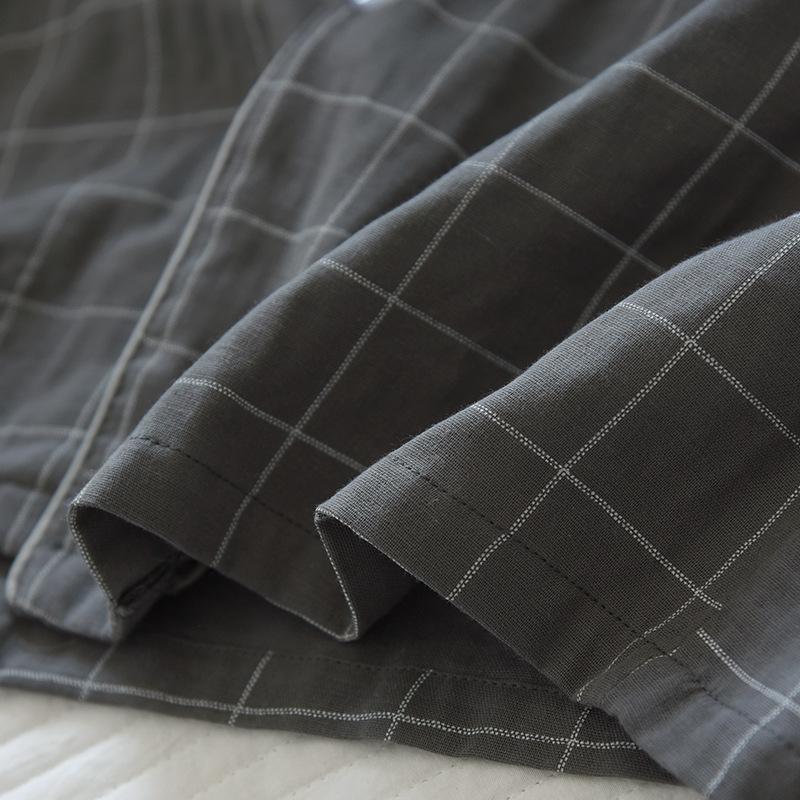 格子纱布短短套装