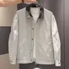 Nueva chaqueta de trabajo de otoño de moda con bloques de color y retazos, solapa, diseño elegante, abrigo fresco y versátil para hombre