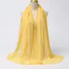 Cachecol longo liso transfronteiriço, lenço de cabeça feminino estilo étnico malaio, xale, cachecol versátil de chiffon com pérolas