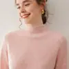 Suéter Base Camada Sete Pontos Malha de Fio Duplo Cashmere Macio de Cem Cores Gola Alta Borda Enrolada Básico Versátil Top Emagrecedor