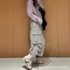 Pantalones de trabajo grises cropped para mujer, estilo fino de verano, casual holgados para petite, cintura alta adelgazantes, secado rápido, pierna ancha, longitud media
