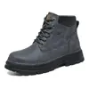 Botas con Plataforma de Suela Gruesa de Caña Alta Cortas Otoño e Invierno Nuevas para Hombre, Tendencia Exterior Casual, Senderismo, Viajes, Trabajo