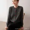 Nuevo Cárdigan 100% Cachemir Otoño/Invierno 2025 para Mujer, Chaqueta de Punto Bordada Cuello Redondo, Suéter Holgado, Top Base