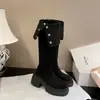 Botas altas para mujer con suelas gruesas, nuevo modelo 2026, para mujeres de talla grande, caña ancha, doble uso, plegables, que aumentan la altura, tacón grueso, botas altas