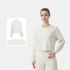[Em Estoque] Moletom Curto Ld Air Outono Esportes ao Ar Livre para Mulheres Emagrecedor Casual Solto Gola Alta Moletom