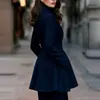Abrigo de mujer de color liso con solapa, doble botonadura y manga larga, modelo nuevo de otoño e invierno para comercio exterior transfronterizo europeo y americano 2026