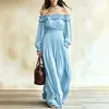 Vestido de moda cruzado europeo y americano para mujer, otoño 2026, un hombro, volantes, manga larga, ceñido a la cintura