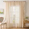 Encaje Estilo Campo Francés Campo de Trigo Hierba Hoja de Loto Encaje Tul Cortina Sala de Estar Dormitorio Balcón Ventana Abuhardillada Semi-Opaca Tul Ventana Venta al por Mayor